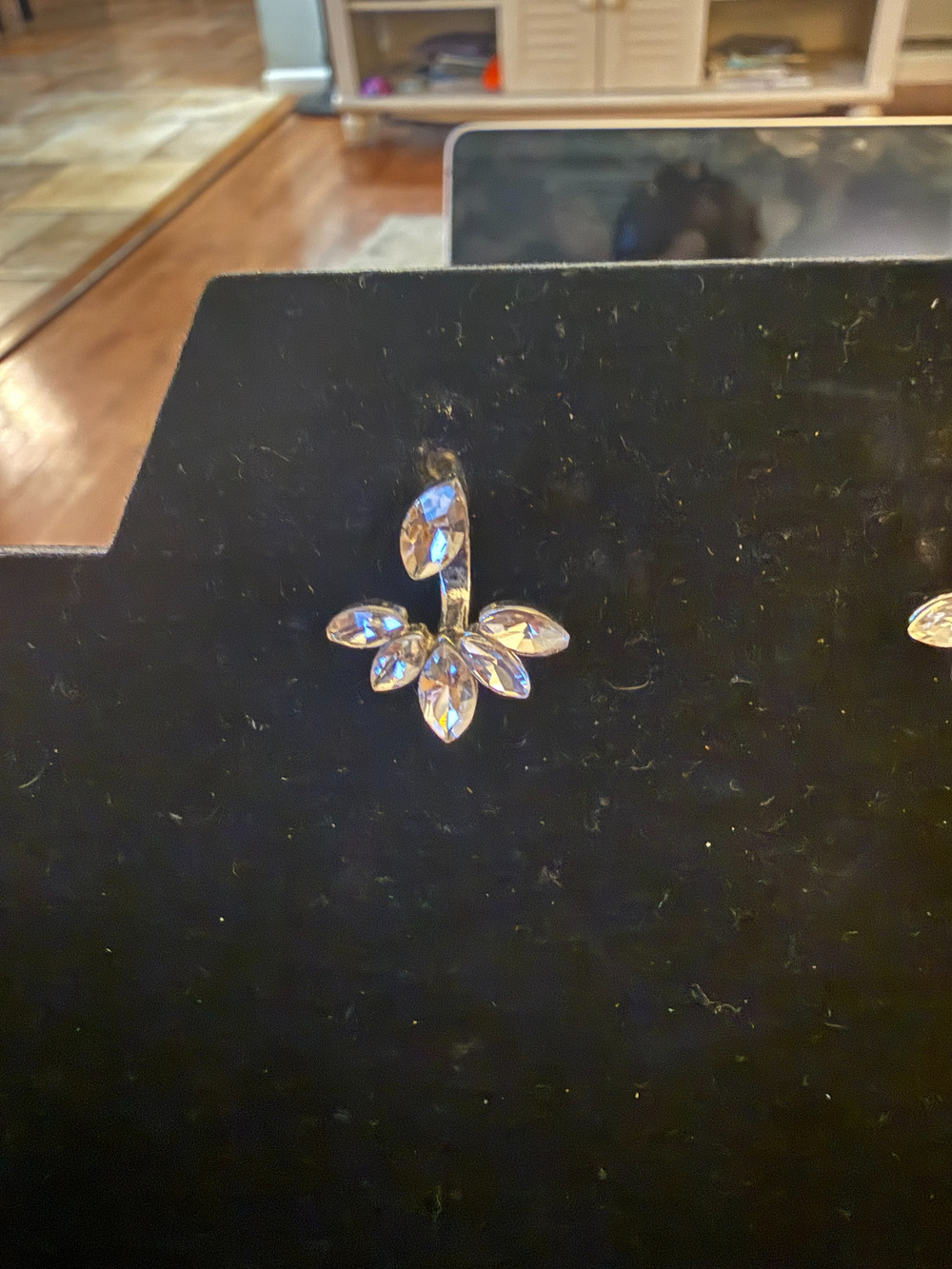 Crystal Floral Stud Earrings Gold Tone - Used